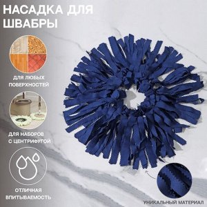 Насадка для швабры с отжимом - центрифугой «Замша», кольцо 16 см, синяя