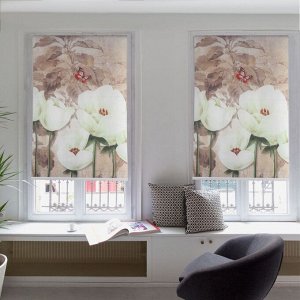Штора рулонная «Тюльпаны белые», 90x200 см (с учётом креплений 3.5 см)