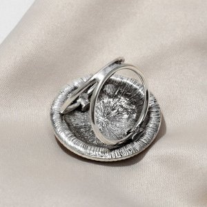 Кольцо для платка "Этно" круг, цвет серый в чернёном серебре