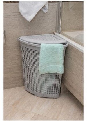 Корзина для белья, 50 л, угловая, пластик, светло - серый, 595 х 395 х 395 мм