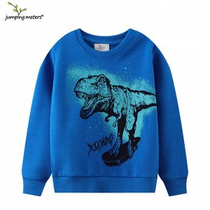 Детский синий свитшот с принтом Динозавр