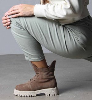 Ботинки женские демисезонные из натуральной замши коричневые