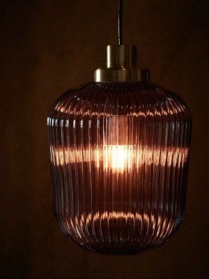 SOLKLINT СОЛКЛИНТ Подвесной светильник, латунь/серое прозрачное стеклоСветодиод E27 470 лм, 22 см