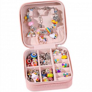 Набор браслетов с подвесками «сделай сам», 66 шт., Подарочная коробка розового цвета для девочек и женщин, изготовление ювелирных ожерелий, на подарок