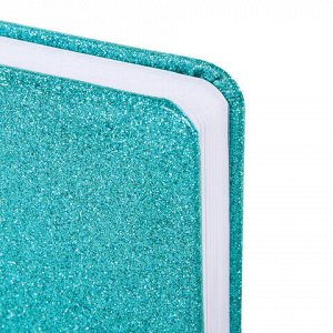Ежедневник датированный 2024 А5 138x213 мм, BRAUBERG &quot;Sparkle&quot;, под кожу, блестки, бирюзовый