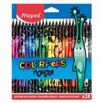 Карандаши цветные MAPED &quot;COLOR PEP&#039;S Black Monster&quot;, набор 24 цвета, пластиковый корпус, 862624