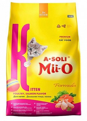 A-SOLI Mii-O д/котят Дом.птица, лосось 0,4 кг