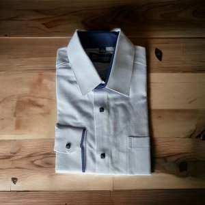 Рубашка длинный рукав с темно-синими вставками