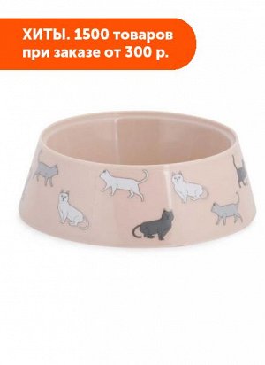 Миска Cats пластиковая для кошек 0,7л бежевая