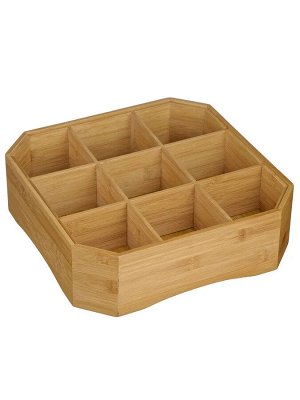 Органайзер для пакетиков чай/кофе бамбук 30*30*10см №15 с крышкой, 8