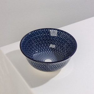 Салатник керамический Доляна «Бодом», 340 мл, d=12 см, цвет синий