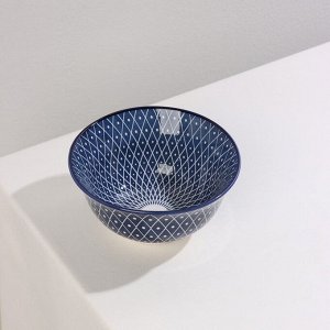 Салатник керамический Доляна «Бодом»,600 мл, d=14,5 см, цвет синий