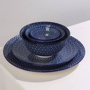 Салатник керамический Доляна «Бодом»,600 мл, d=14,5 см, цвет синий