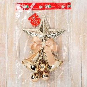 Украшение новогоднее "Уютная сказка" колокольчики звезда бант, 14х39 см, золото