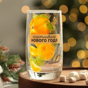 Стакан стеклянный новогодний «Мандаринки», 330 мл