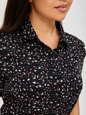 Платье-рубашка женское летнее длина макси короткий рукав цвет Черный, розовый LONG