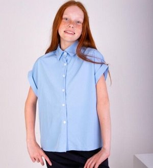 Блузка школьная для девочки короткий рукав цвет Голубой (Тимошка)