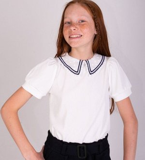 Блузка школьная для девочки короткий рукав цвет Белый (Тимошка)