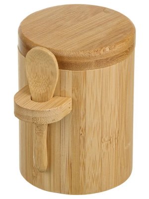 Банка для специй с ложкой бамбук 10*7,5*10,3см