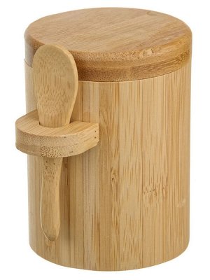 Банка для специй с ложкой бамбук 10*7,5*10,3см