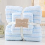 Полотенце из кораллового флиса, в полоску, набор из 2 штук: 35*75/70*140 см