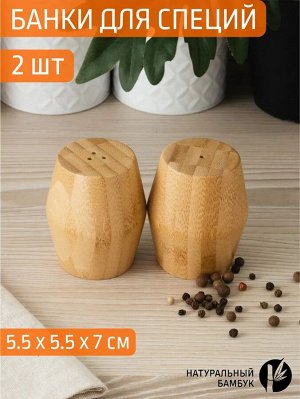 Набор для специй 2пр (солонка+перечница) бамбук 6*7см
