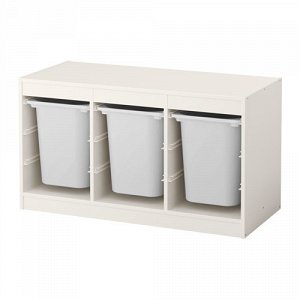 ТРУФАСТ Комбинация д/хранения+контейнерами, белый, белый