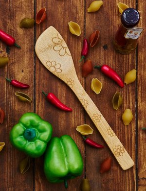 Лопатка кулинарная бамбук 30см №2 с рисунком