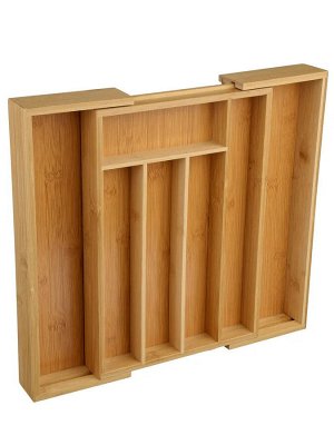 Лоток для столовых приборов бамбук 25,4*35,5*5см №4 расширяемый, 8