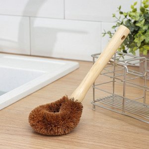 Щётка для чистки посуды Доляна, 8x4.5x23 см, щетина кокос, деревянная ручка