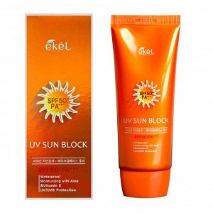 [EKEL] Солнцезащитный крем с экстрактом алоэ и витамином Е UV Sun Block SPF 50/PA+++,70мл,Арт-770515