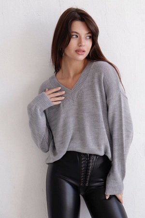 Пуловер базовый серый