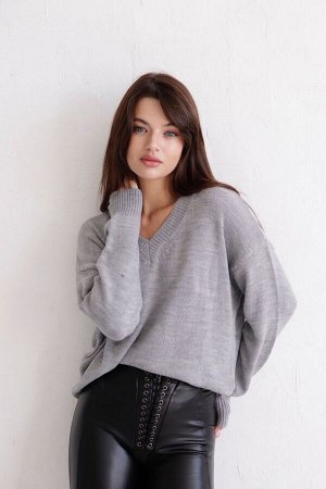 Пуловер базовый серый