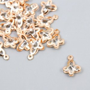 Декор для творчества металл "Бабочка" золото, кристалл 0,5х1,3х1,7 см
