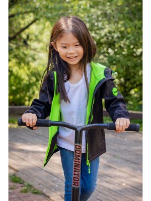 Куртка детская ветровка демисезонная цвет Черный(салатовый)
