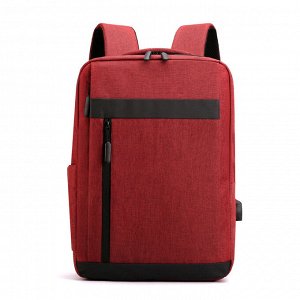 Рюкзак мужской с USB зарядкой цвет бордовый с черными вставками