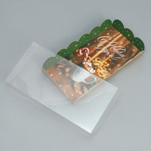 Коробка для кондитерских изделий с PVC крышкой «С Новым годом», кофе, 10.5 ? 21 ? 3 см