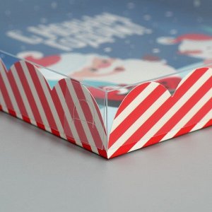 Коробка для кондитерских изделий с PVC крышкой «С Новым годом!», снеговик, 21 ? 21 ? 3 см