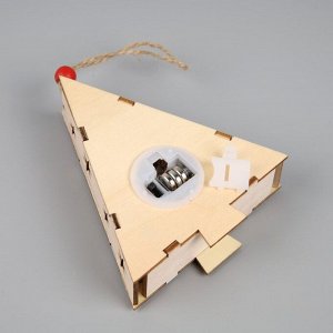 Ёлочная игрушка «Ёлочка со Снегурочкой», 12х10х3 см, 1 LED, от батареек, свечение тёплое белое