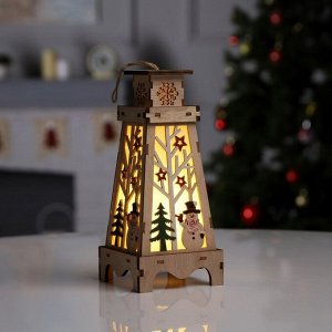 Светодиодная фигура «Снеговик в лесу» 11 x 23 x 11 см, дерево, батарейки LR1130х3 (в комплекте), свечение тёплое белое