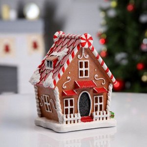 Светодиодная фигура «Пряничный домик» 18x12x10 см, полистоун, батарейки АААх2 (не в комплекте), свечение тёплое белое