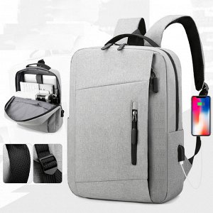 Рюкзак мужской с USB зарядкой цвет серый с черными вставками