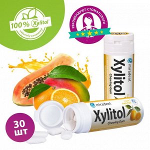 Жевательная резинка Miradent Xylitol с фруктовым вкусом (30 шт), 30 г