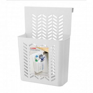 Контейнер - органайзер подвесной на дверцу шкафчика, пластик, белый, 340 х 240 х 120 мм