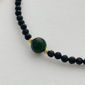 Бусы из Обсидиана и Хромдиопсида огранка