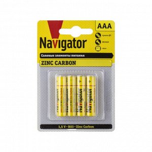 Батарейки мизинчиковые солевые NAVIGATOR 94 767 NBT-NS-R03-BP4 (48\960) (цена за 4 шт.)