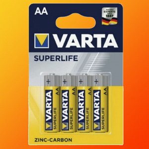 Батарейки пальчиковые солевые VARTA 2006 SUPERLIFE R6 AA BL4 (блистер 4шт) (цена за 4 шт.)