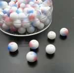 Бусины стеклянные круглые 8 мм белые с розово-голубыми пятнышками. Цена за 10 шт.