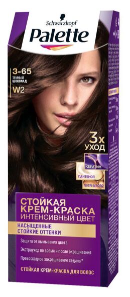 Крем-краска для волос Palette темный шоколад тон W2, 110 мл