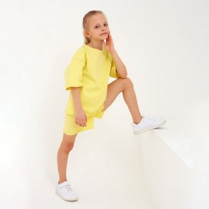 Костюм детский (футболка, шорты) MINAKU: Casual Collection, лимонный, рост, см